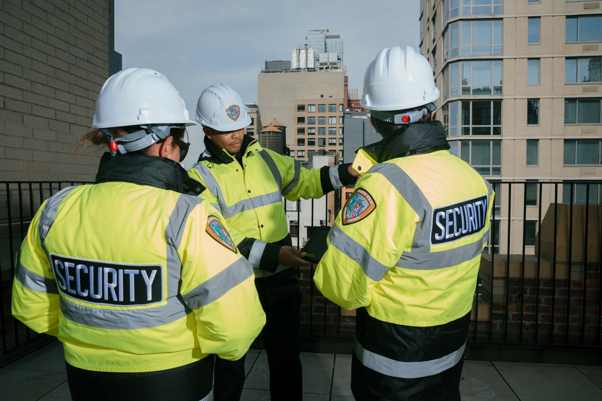 Image of Security USA® fireguards patrolling a commercial building rooftop.
