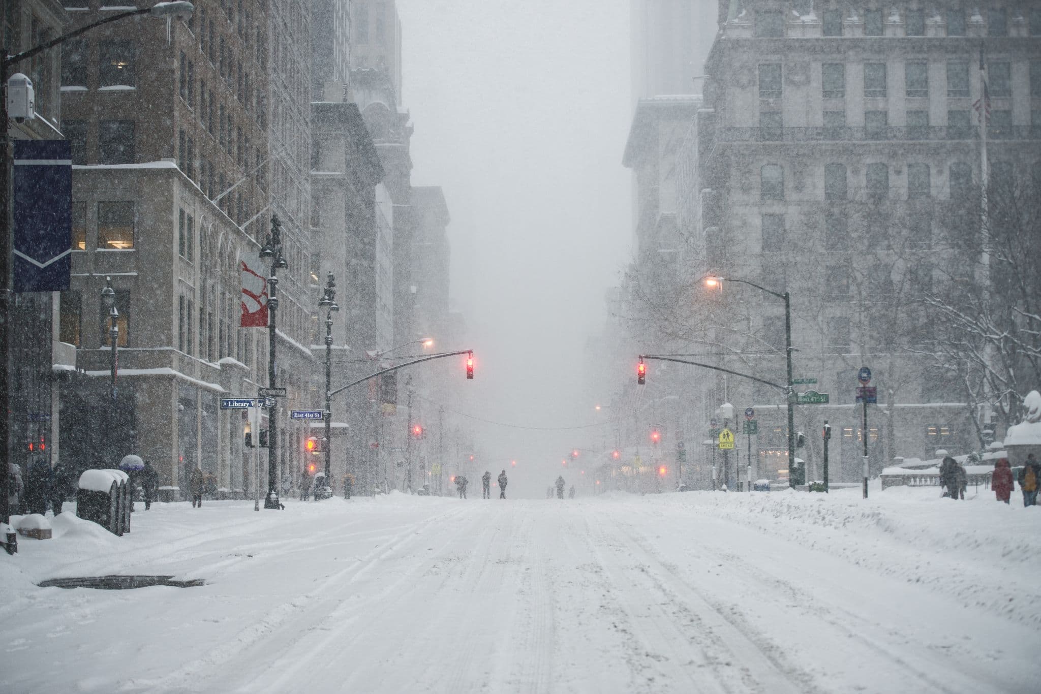 Image of a snow storm in New York City.