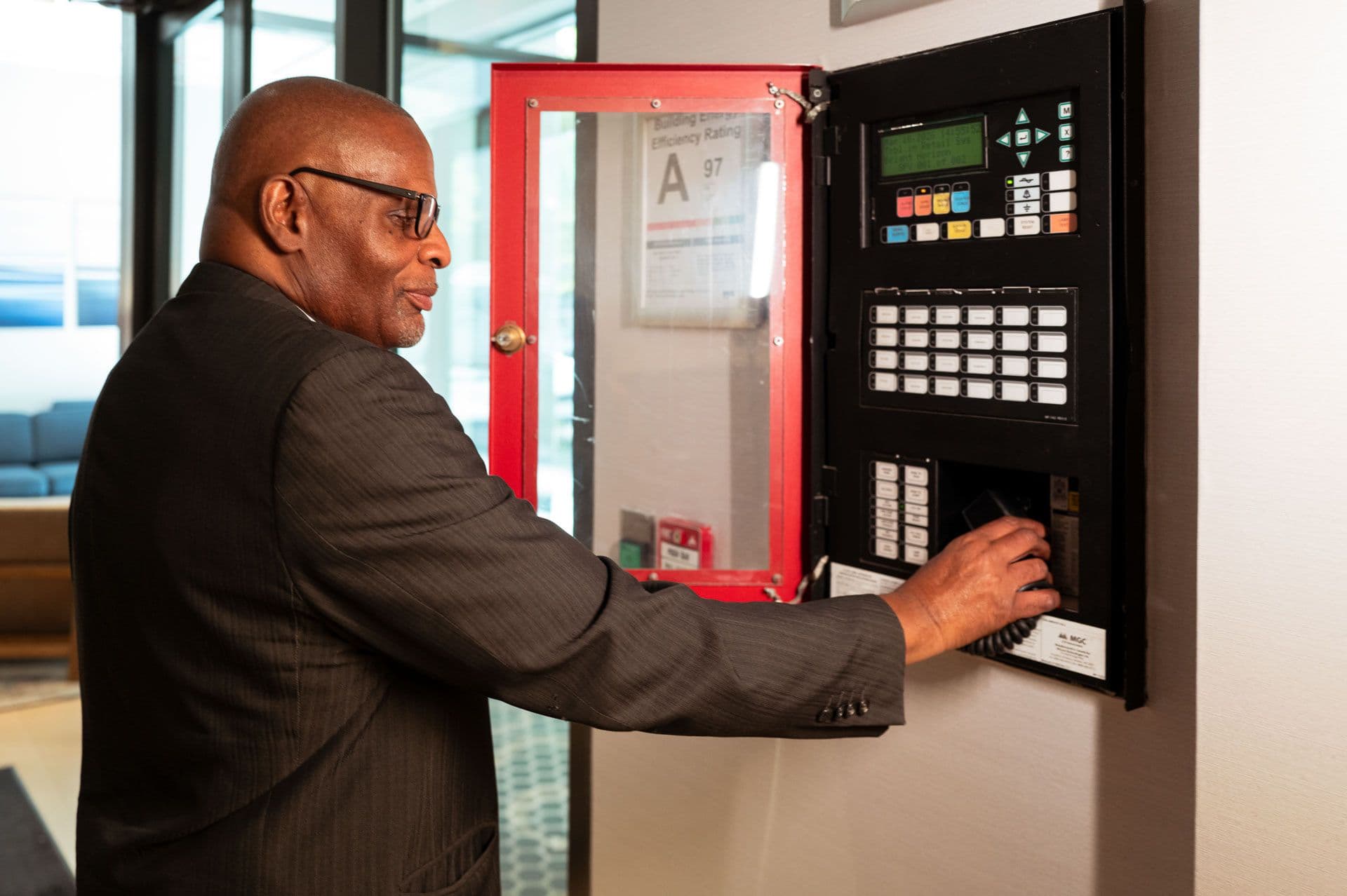 Image of a Security USA® Fire Life Safety Director monitoring building safety systems.