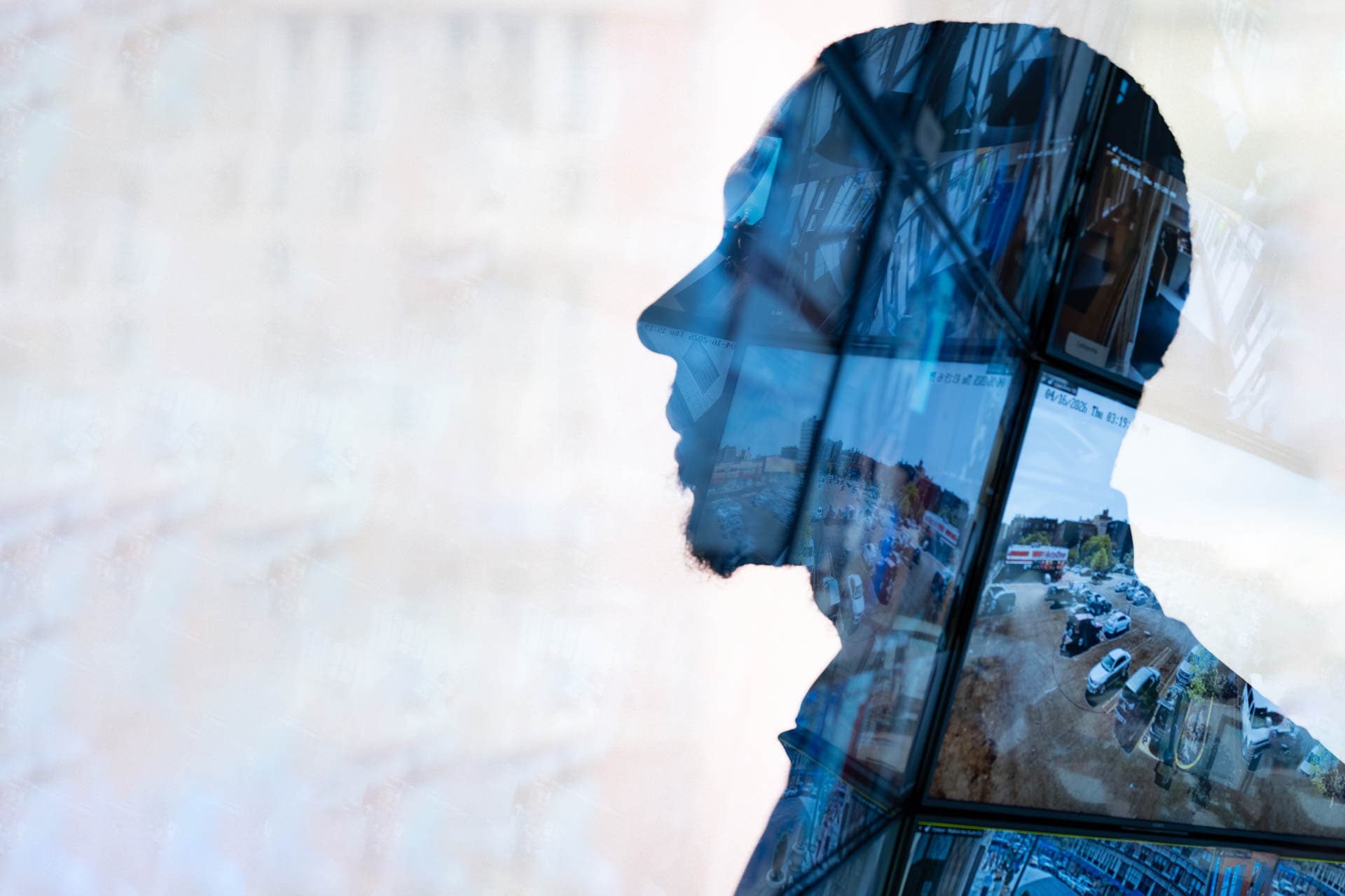 Image of guard with projection overlaid on top.