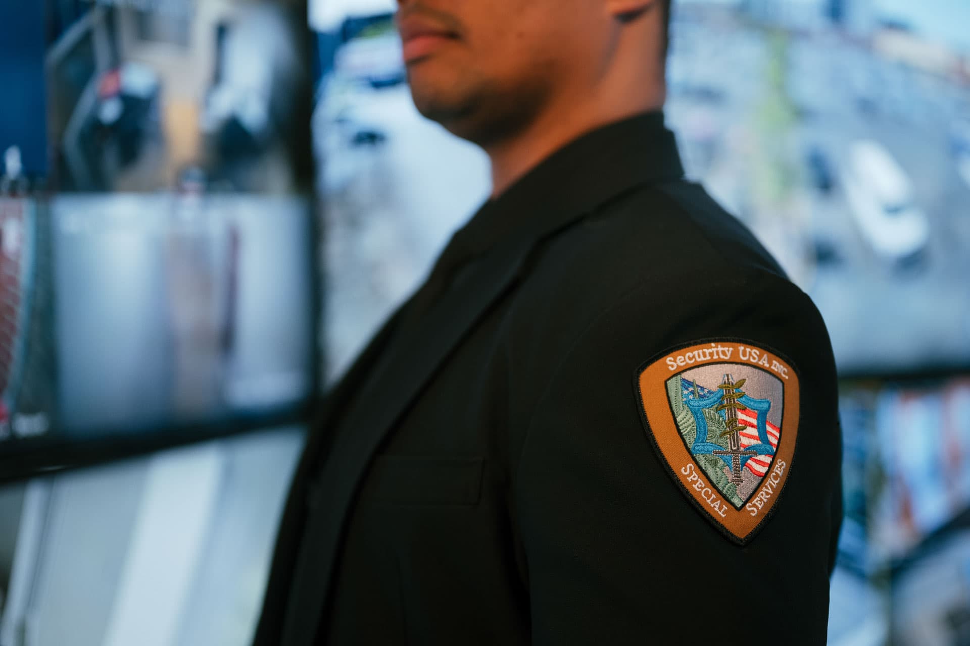 Image of guard with company logo.