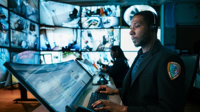 Image of a Security USA® Security specialist in command center coordinating with community.