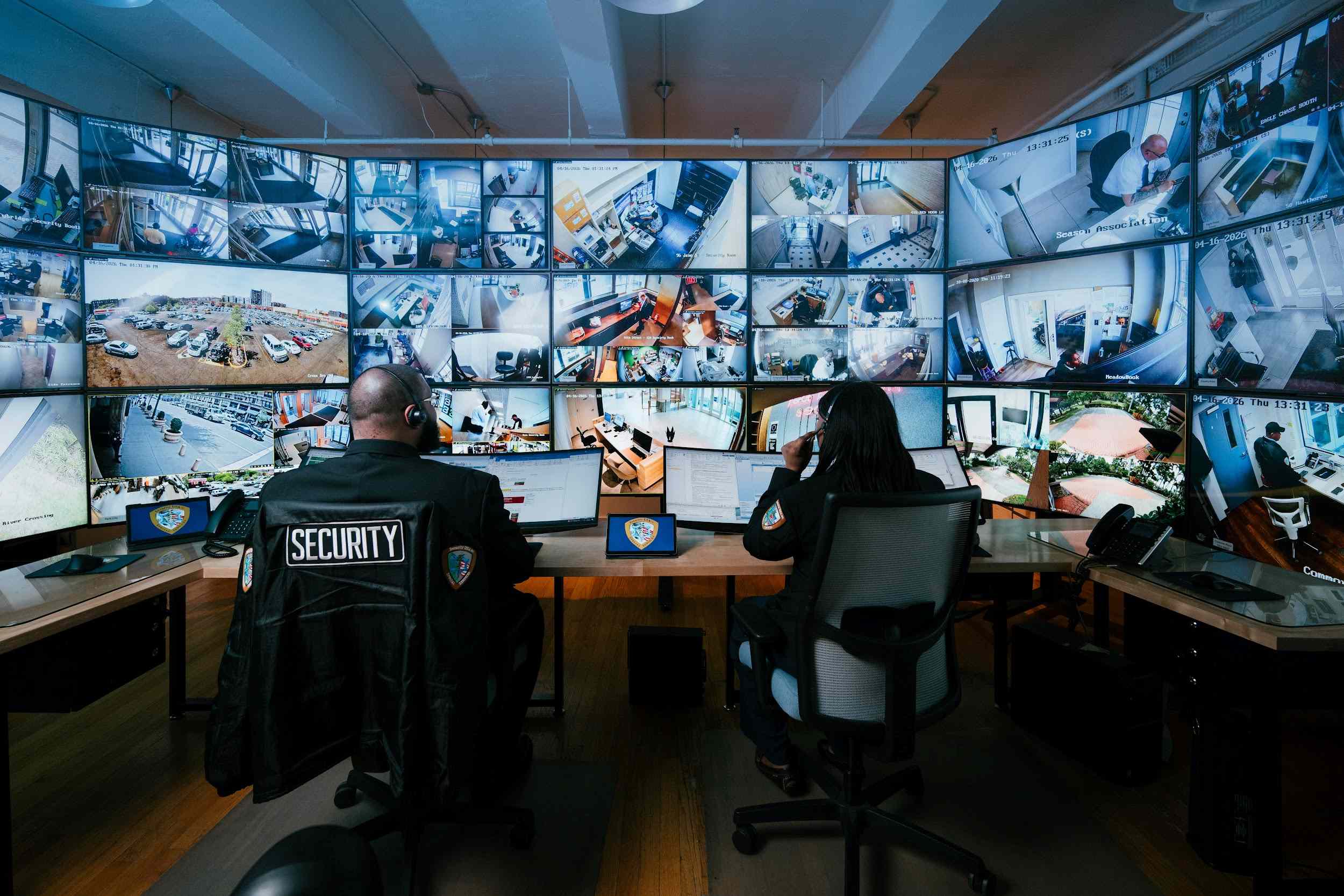 Security specialist in a command center