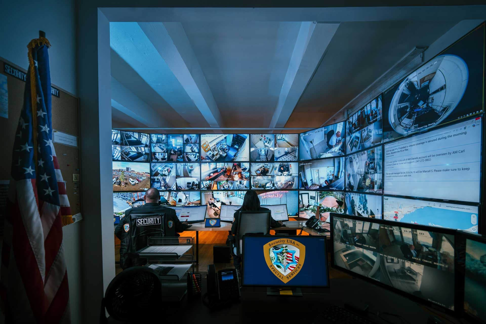 Image of Security USA® personnel monitoring the command center.