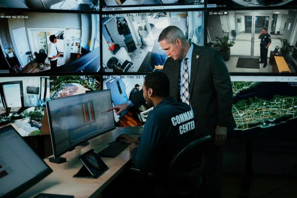 Image of Security USA® supervisor monitoring in command center.