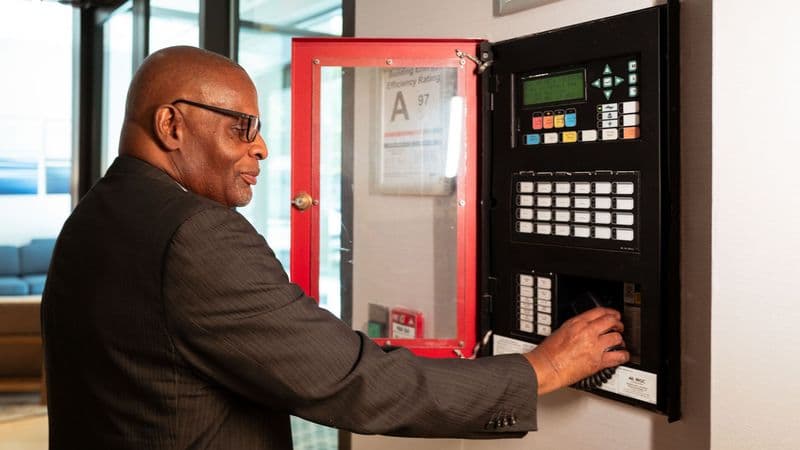 Image of a Security USA® Fire Life Safety Director monitoring building safety systems.