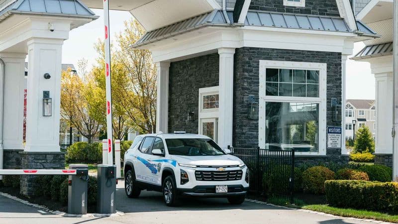 Gated community entrance where Security USA® virtual gatekeeper services control vehicle and pedestrian access