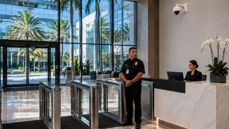 Image of Modern Corporate Lobby with Security Desk.